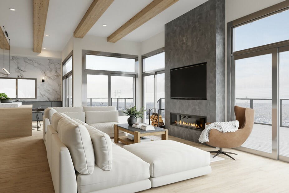 Bright living room with designer furnishings in a LussoStay premium rental home